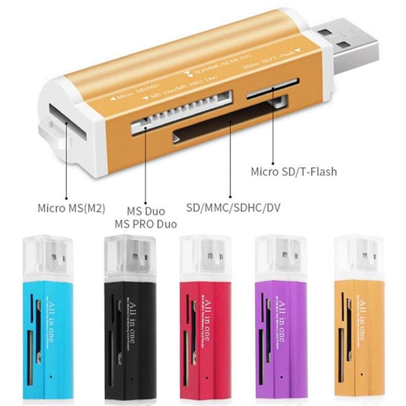 Multifunction All in 1 USB2.0 Memory Card Reader Mini Metal Card Reader