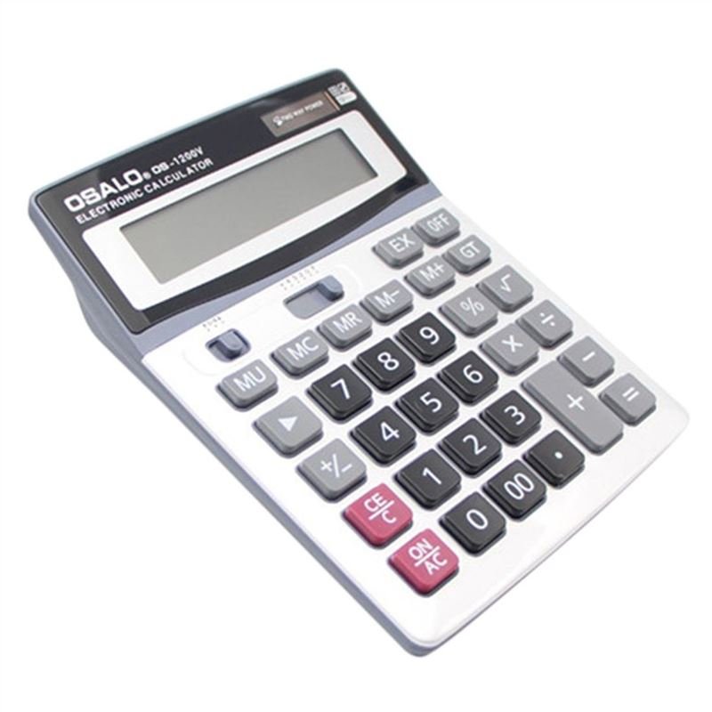OSALO 1200V 12 Digits Electronic Calculator Big Button Dual Power