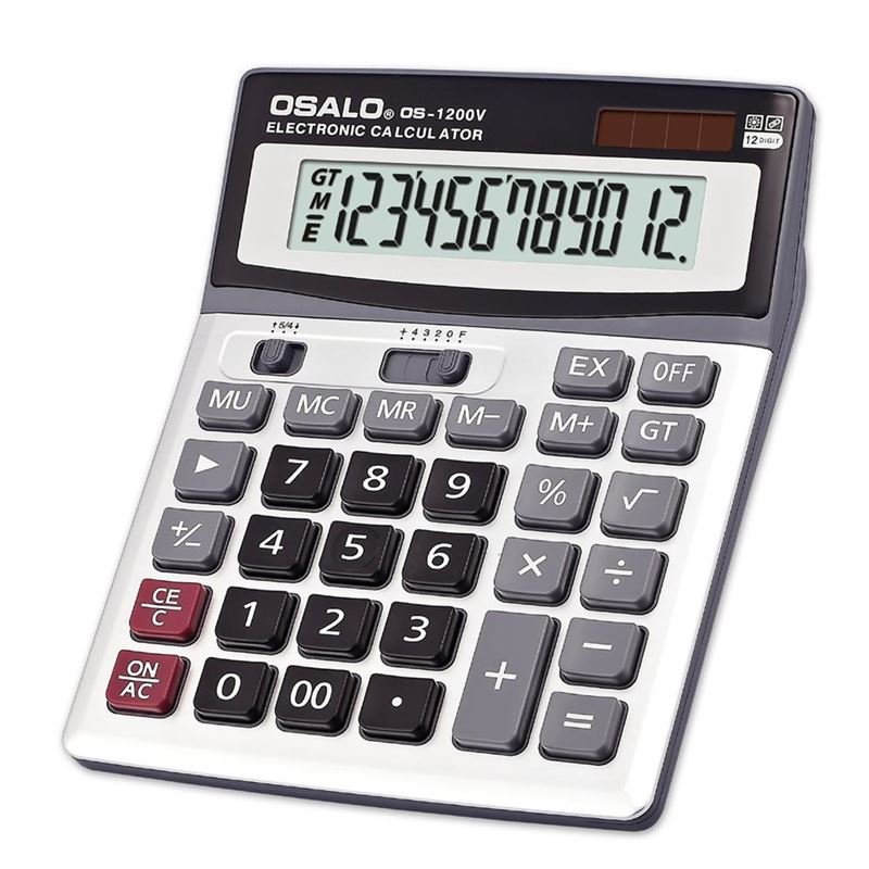 OSALO 1200V 12 Digits Electronic Calculator Big Button Dual Power