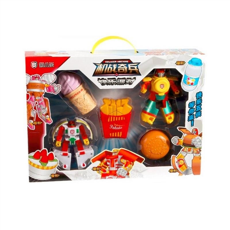 Plastic Transformers Children Model Food Robot Ice Cream Puzzle Toys Gift