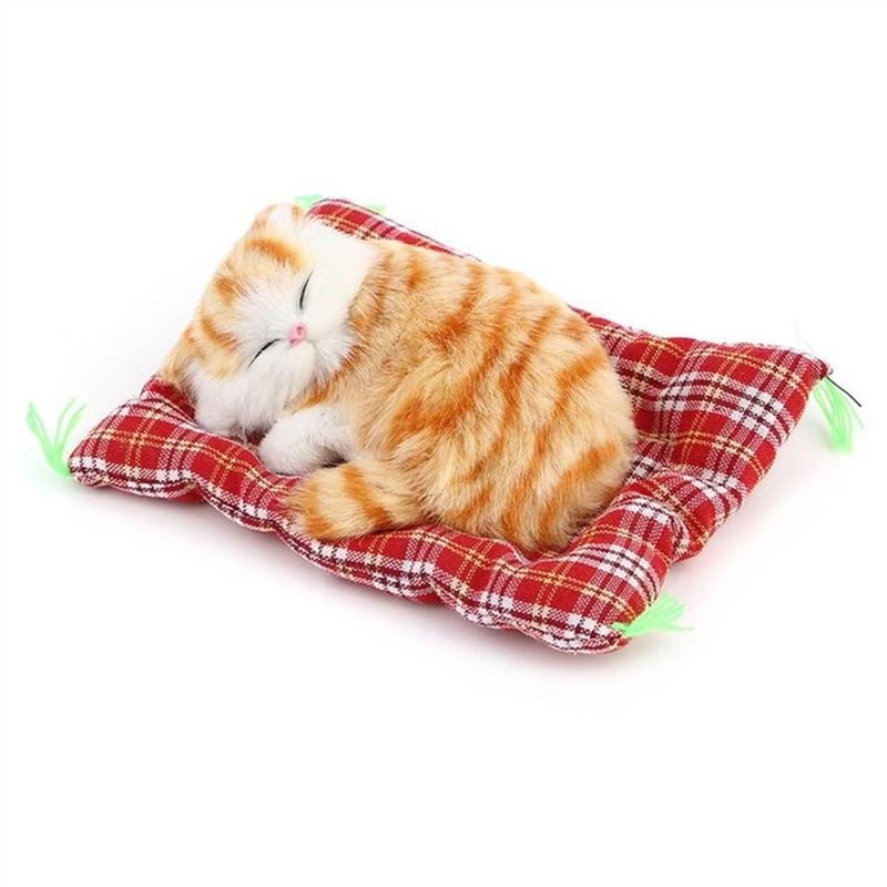 New Lovely Simulation Animal Doll Plush Sleeping Cats with Sound Kids Toy