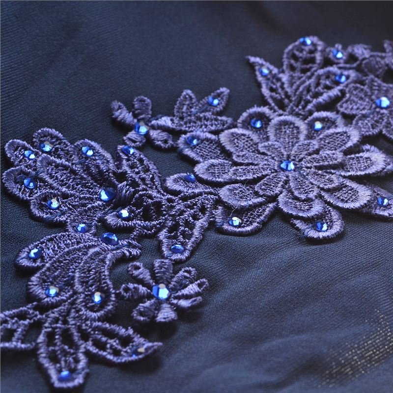 Hawei Home Arabic Muslim Keffiyeh Scarf Wrap Crystal Flower Head Cover Turban Blue Blue