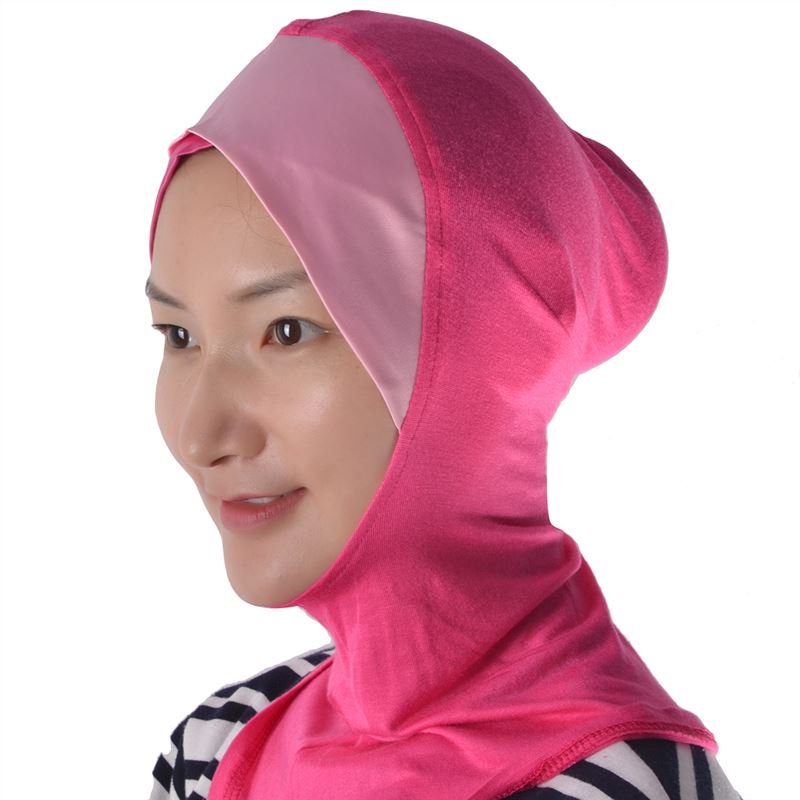 Hawei Home Arabic Muslim Keffiyeh Scarf Wrap Forehead Cross Head Cover Turban Rose Red Rose Red