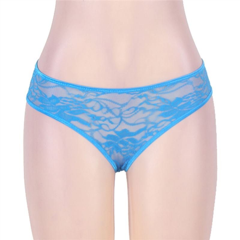 Sexy Women Lady Underwear Briefs Crotchless P5008 Blue M