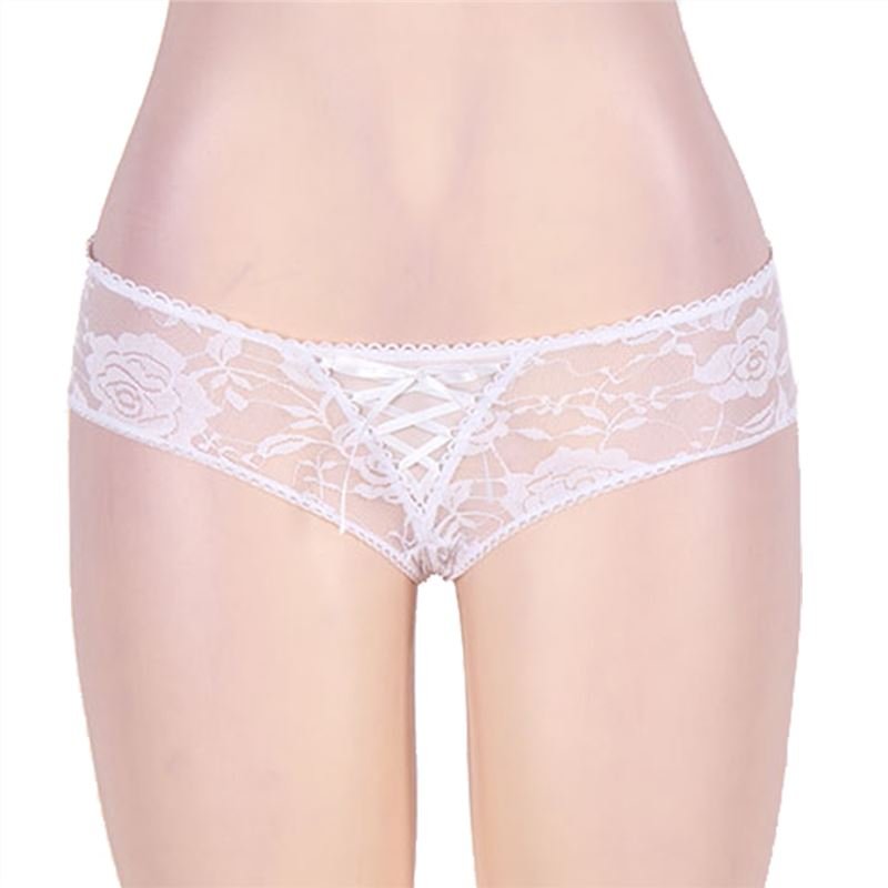 Sexy Women Lady Underwear Briefs Crotchless P5116 White XL