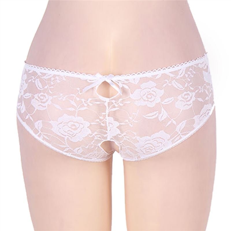 Sexy Women Lady Underwear Briefs Crotchless P5116 White XL