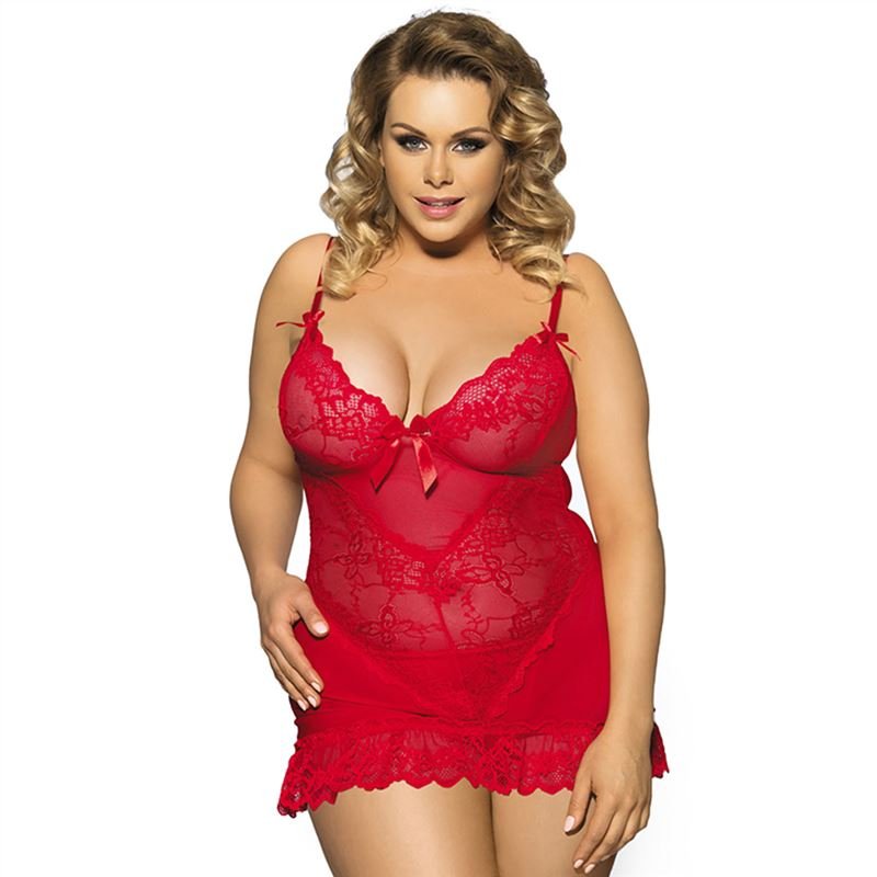 Women Sexy Lingerie See Through Sleepwear Lace Chemises Outfit Plus