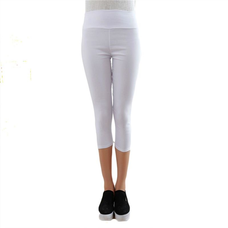 NZ B033 Women's Candy Color Leggings Cropped Trousers White Size XL White