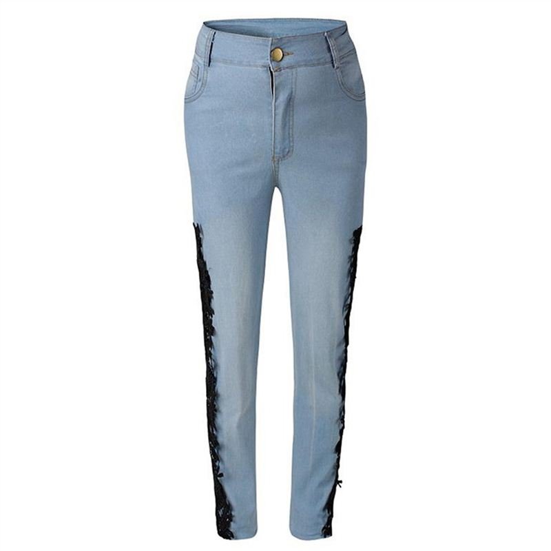 OMF BN0068 Women's Jeans Lace Pants Pencil Pants Black Size S Black