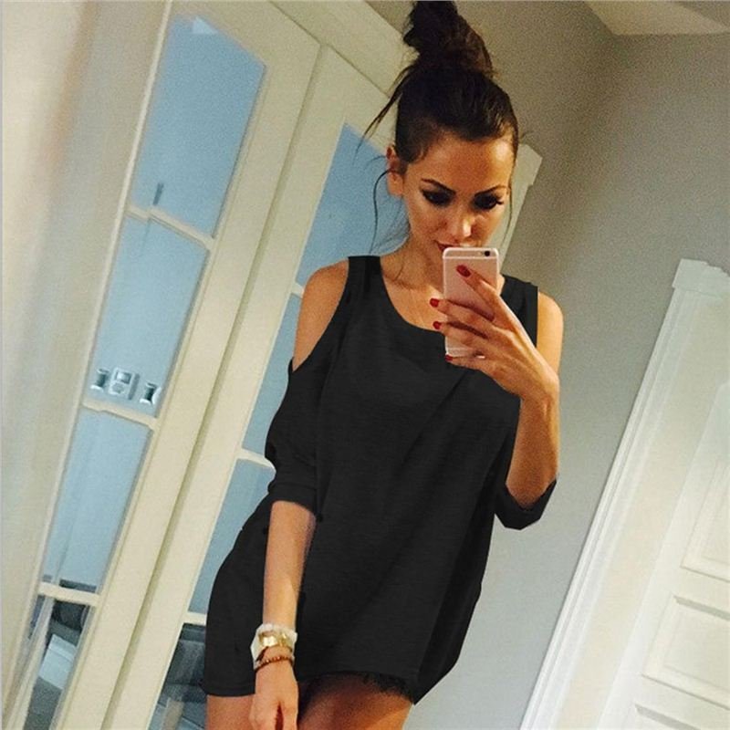 Cotton Women Short Sleeve T-Shirt All Match Clothes O Neck Bat Sleeve Tops