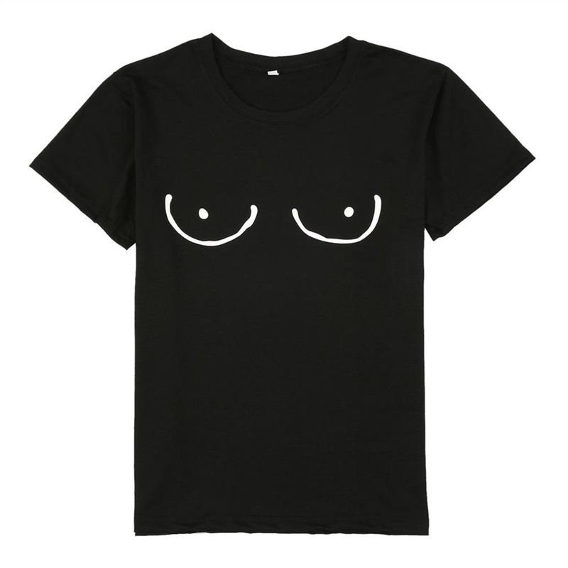 Funny Women T-shirt Innovative Breast Printed T-Shirt Comfortable Cotton Shirt