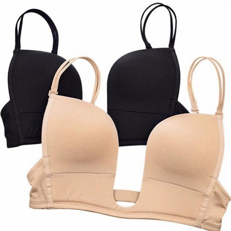 Product Name Sexy Invisible Plunge Bra Detachable Strap Low Cut Women Deep U Backless Bra 7371