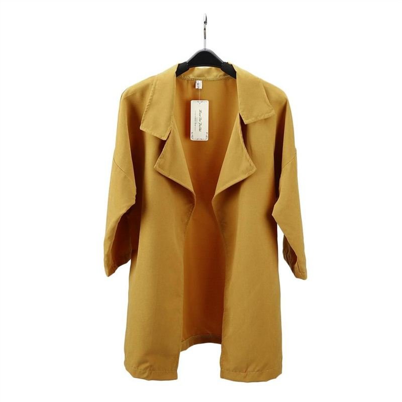 Product Name: Autumn Women Three Quarter Sleeve Solid Large Lapel Loose ...