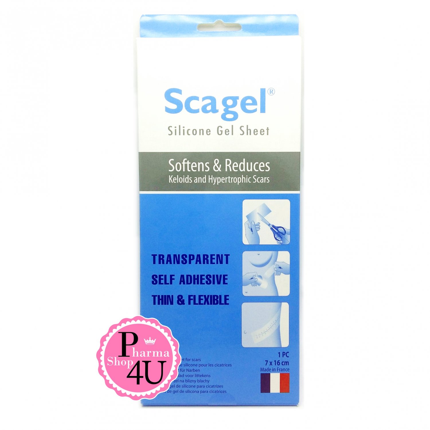 Scagel Silicone Gel Sheet. Softens & Reduces Keloids and Hypertrophic