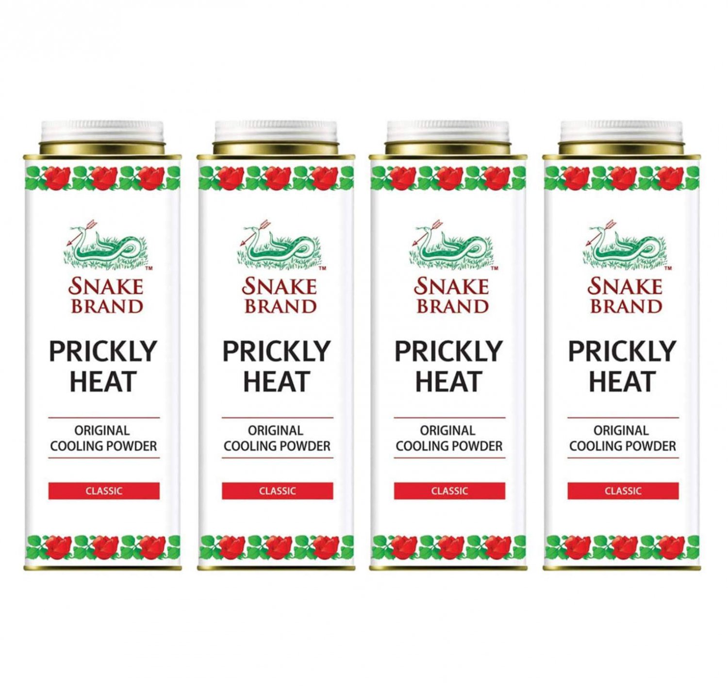 Snake Brand Prickly Heat Cooling Powder Classic 280 g. (4 Pack)