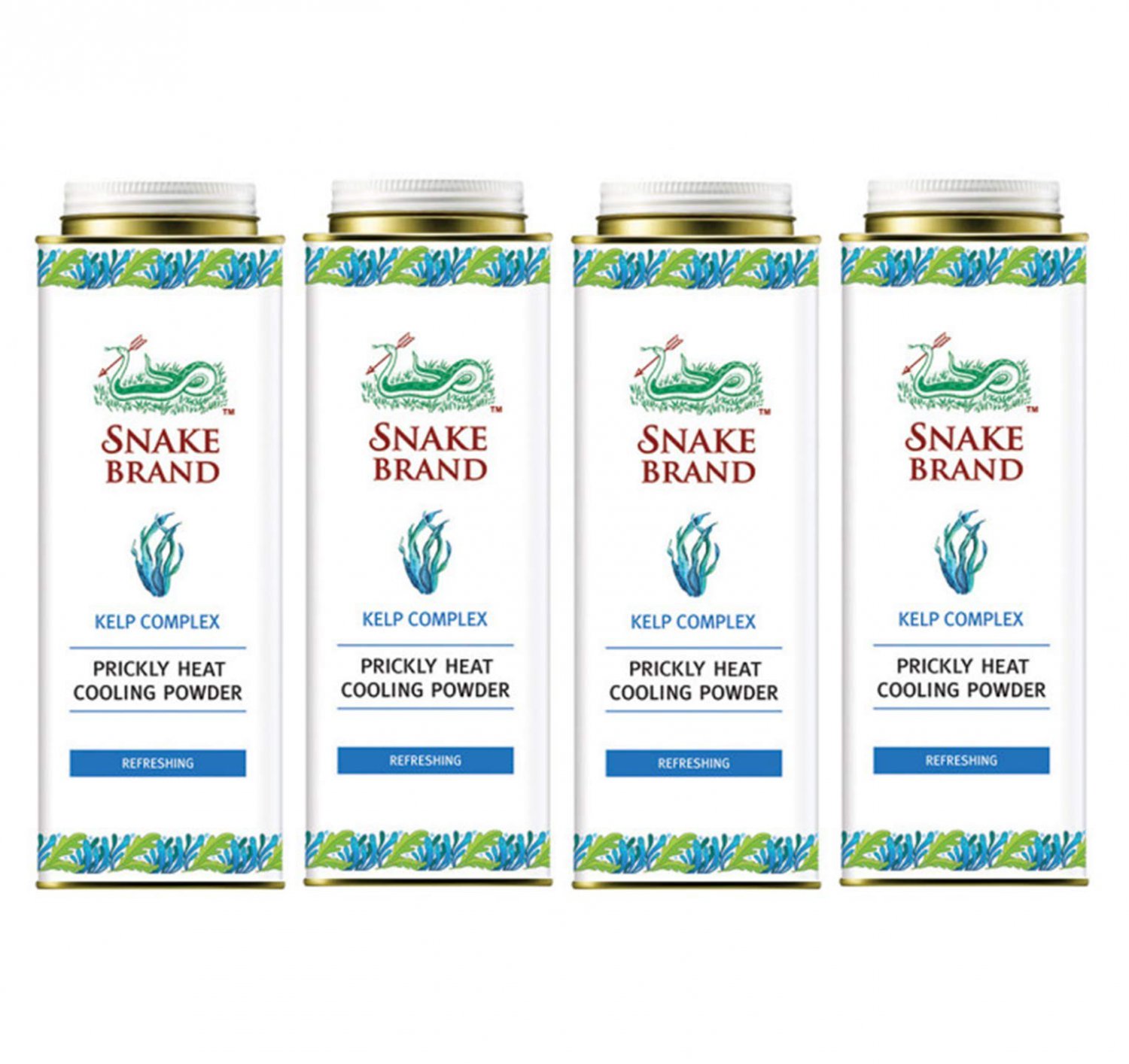 Snake Brand Prickly Heat Cooling Powder Refreshing 280 g. (4 Pack)