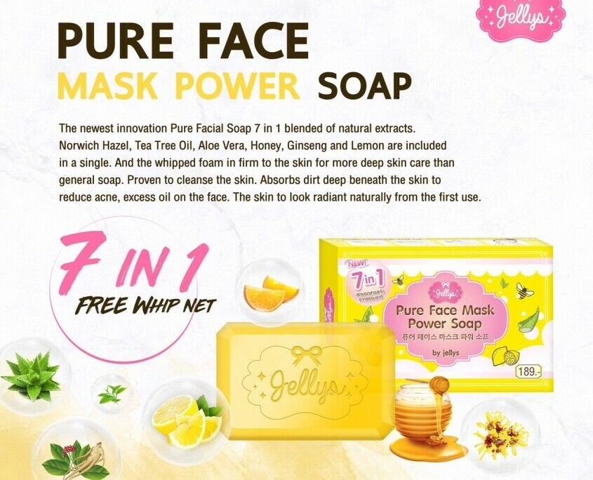 5 Pure Face Mask Power Soap 7in1 blended of Natural Extract Collag