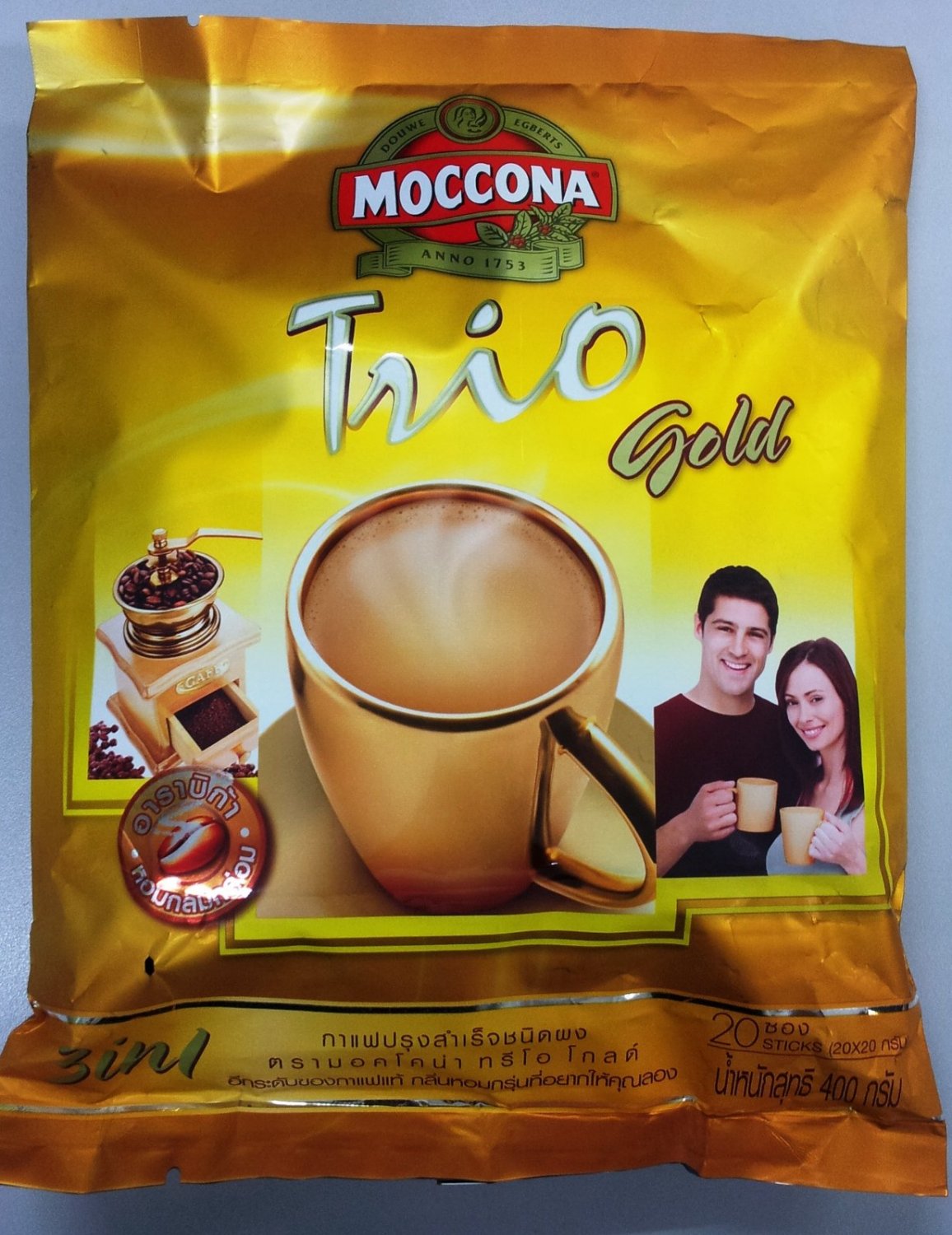 Moccona Trio Gold 3 in 1 Instant Coffee 20 Sticks (400g)