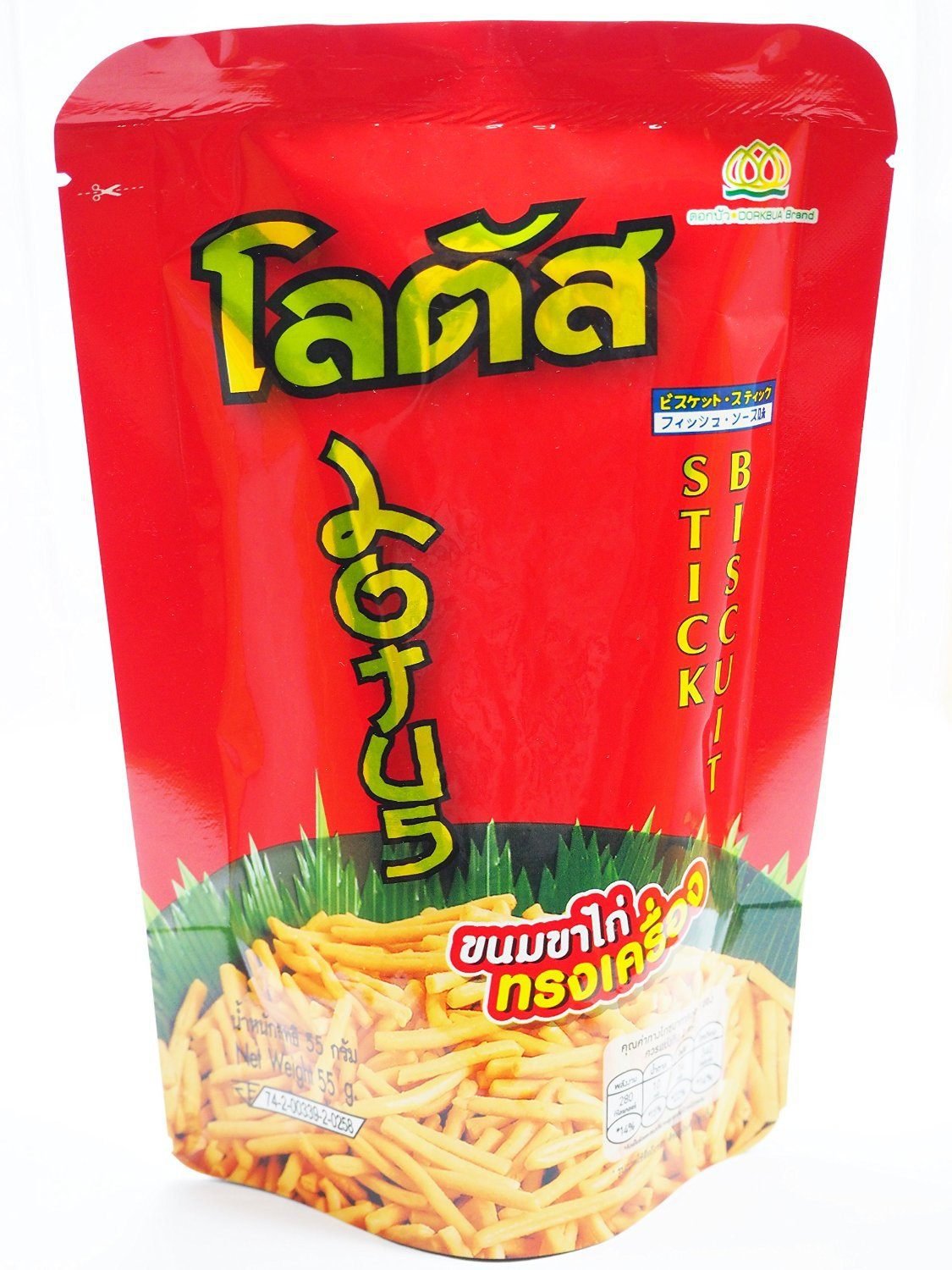Lotus Biscuit Stick Thai Style Snack Crispy and Tasty 55g. [Pack o