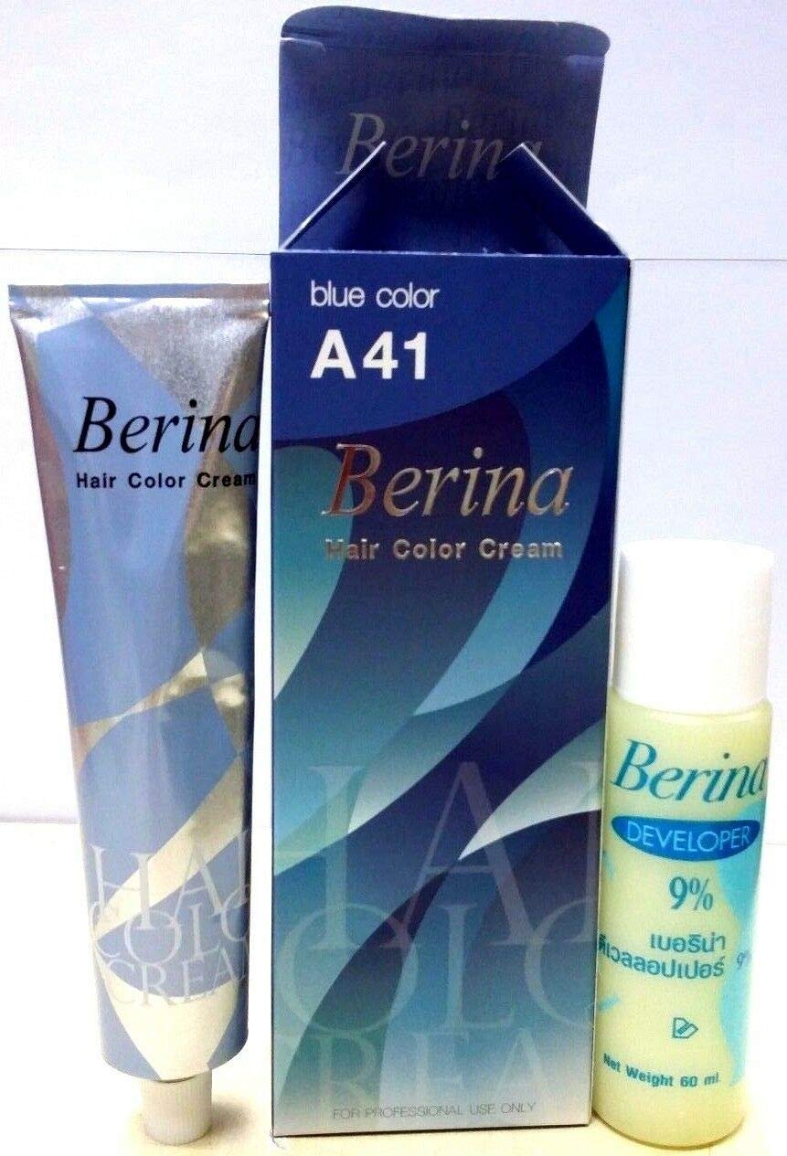 3x New Berina A41 Blue Hair Color Dye Cream Professional Permanent