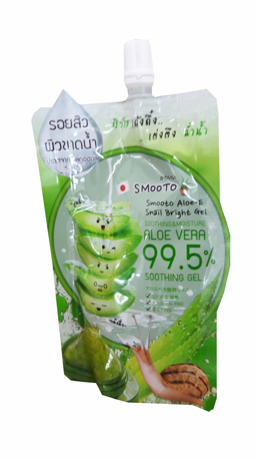 3 Packs of Smooto Aloe-E Snail Bright Gel. (50 ml./ pack). No a