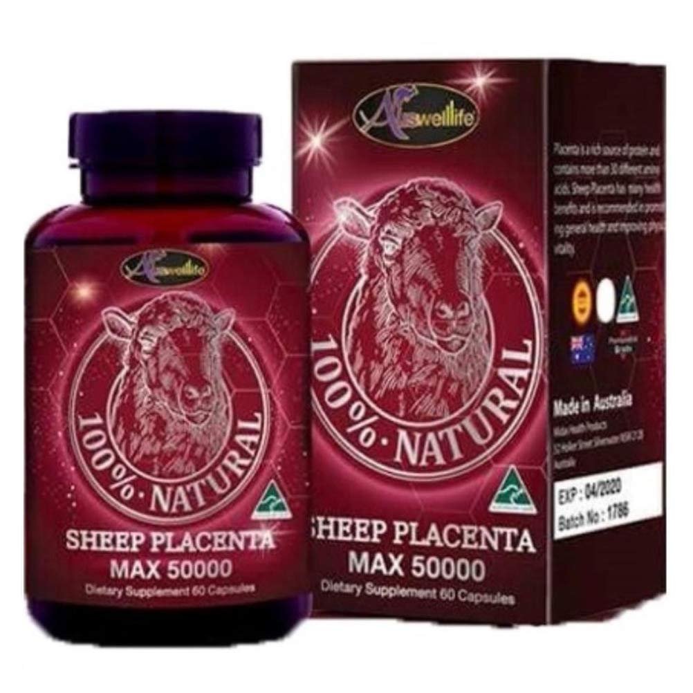 60Caps Auswelllife Sheep Placenta Max 50000 mg Skin Regeneration Slow