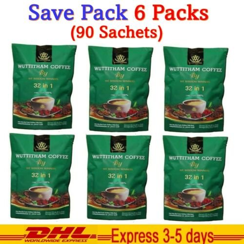 6x Wuttitham Healthy Coffee 32 in 1 Herbs Weight Control Manage In