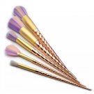5 PIECE GOLD TWISTED UNICORN MAKEUP BRUSH SET