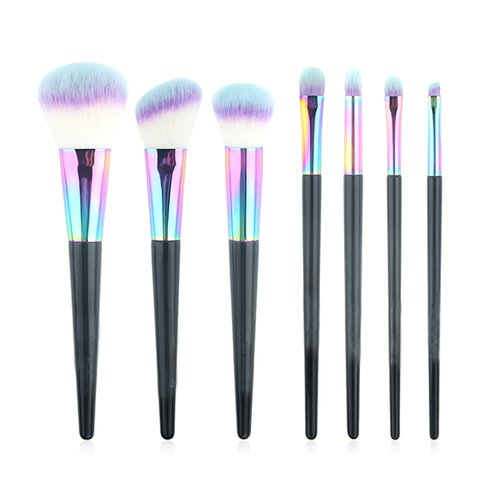 MY BRUSH SET - BLACK MERMAID RAINBOW FEATHER SET