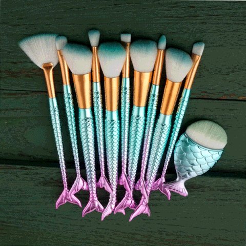 MY BRUSH SET - BLUE MERMAID BRUSH SET WITH FREE CONTOUR BRUSH