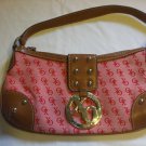 XOXO Red Nylon Purse Handbag With Brown Leather Strap