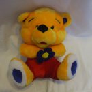 11 Inches Yellow Teddy Bear Red Pants & Blue Flower