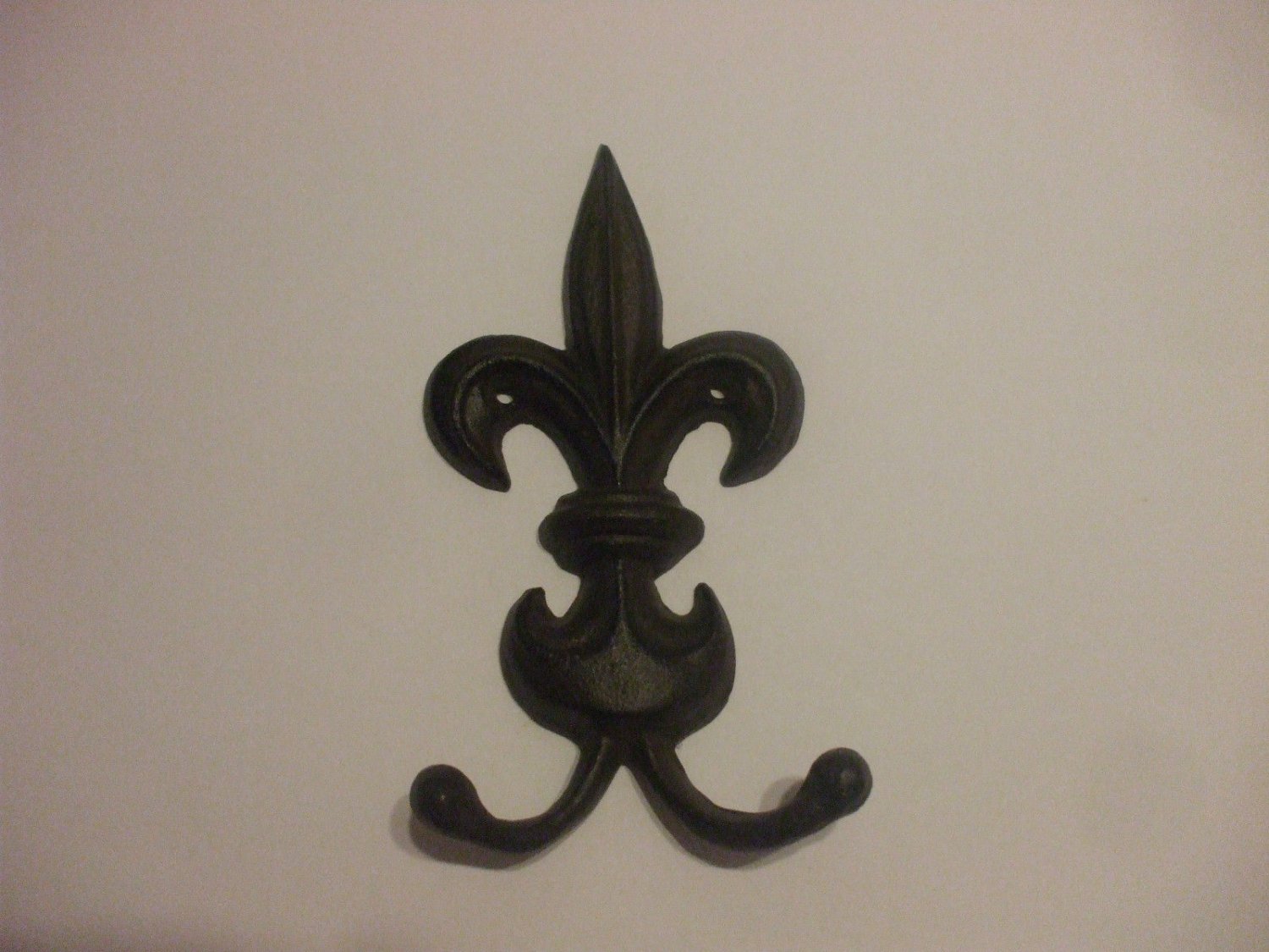 Shabby Chic Metal Wall Hook Heavy Duty Fleur De Lys 6 Inches Long 3.5 Inches Wide