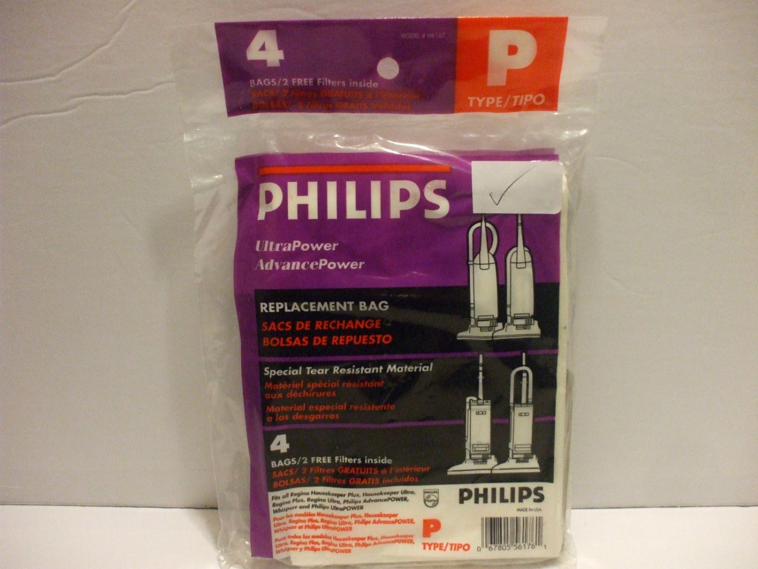 Philips Type P Replacement Vaccum Bags For Upright Vaccums