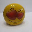 Yellow Ceramic Love Heart Emoji Coin Piggy Bank