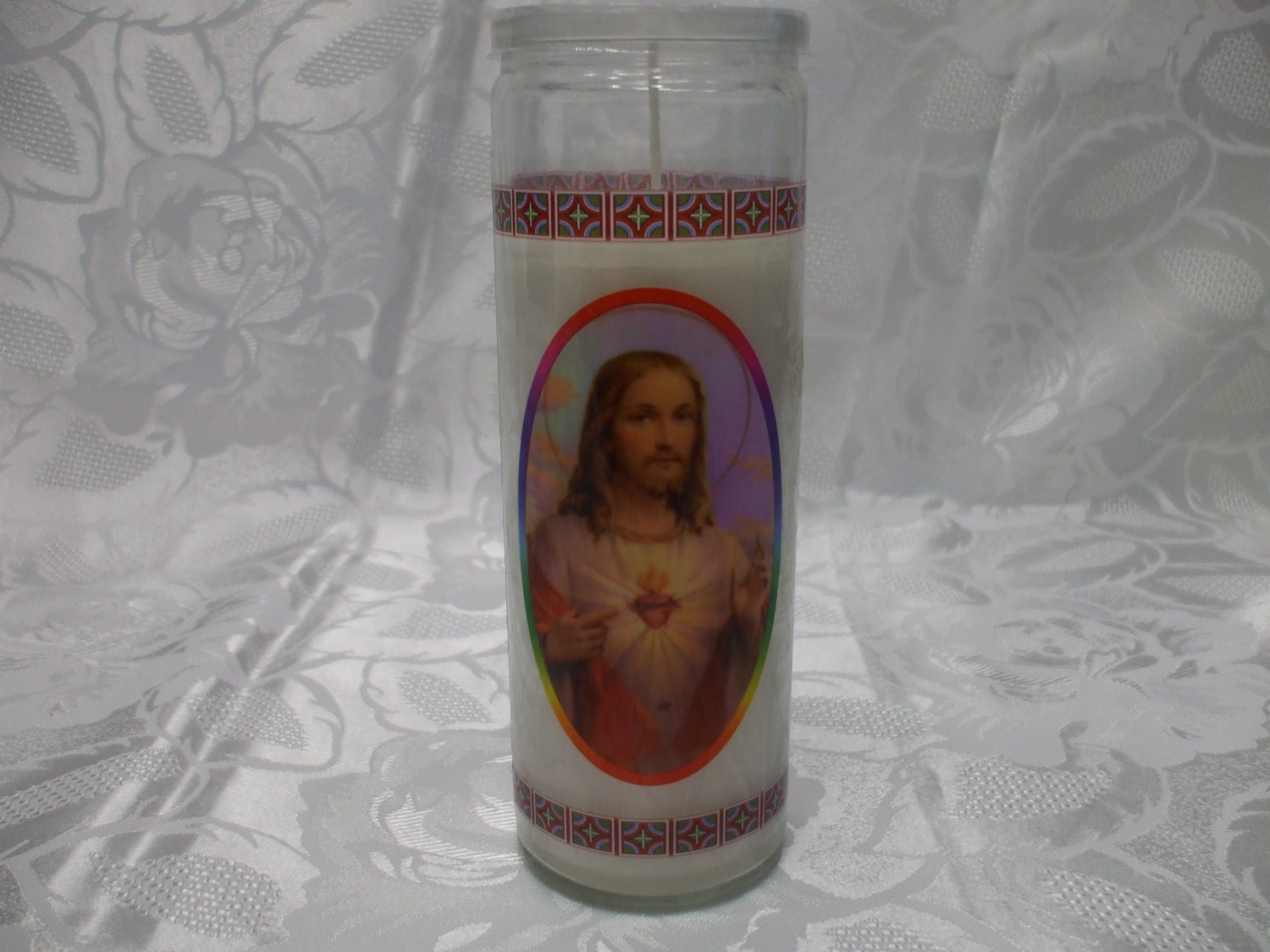 New Jesus Religious Glass Jar White Prayer Candle