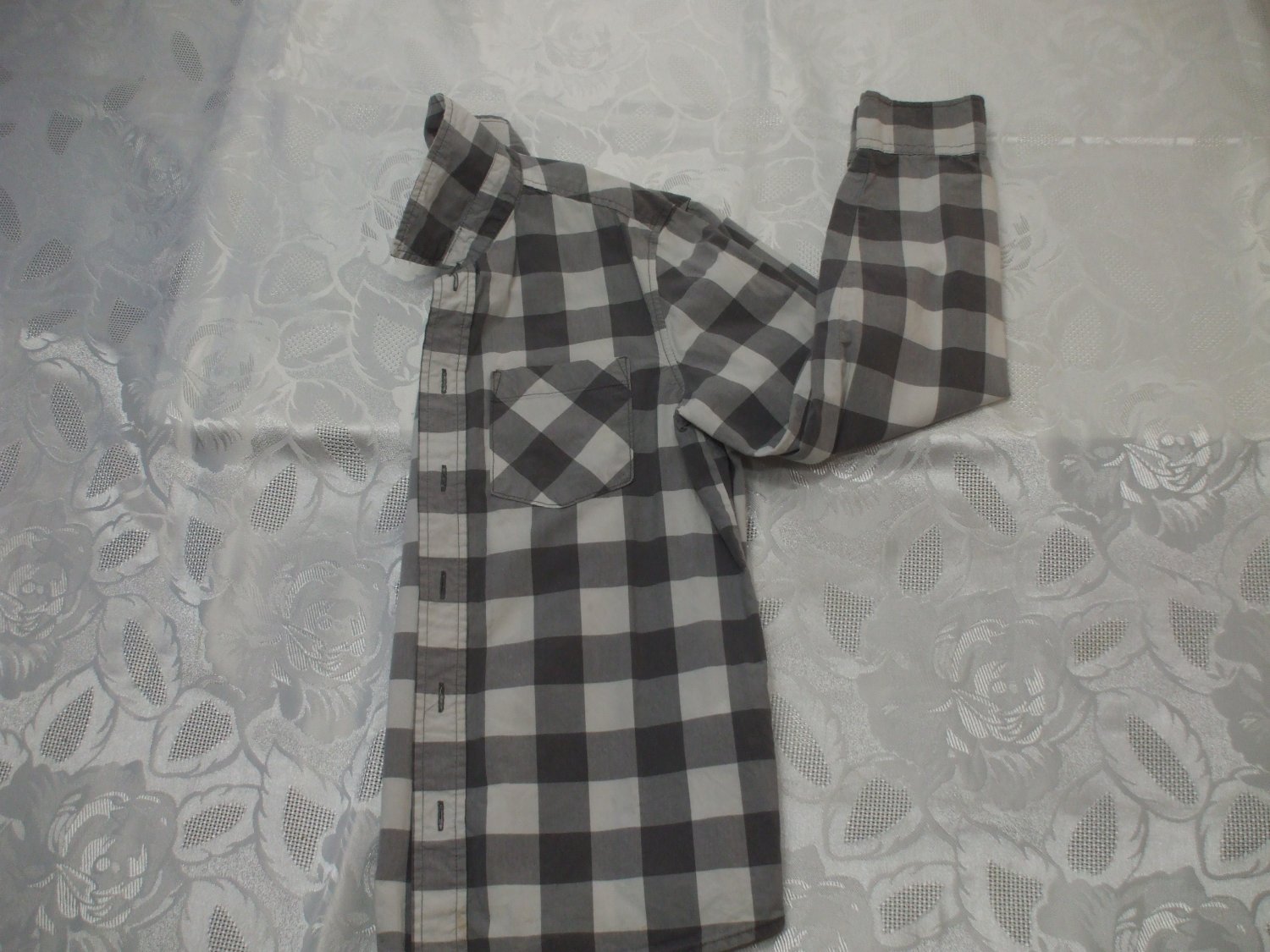 Gray and White Checkered Long Sleeve shirt 9-10 yrs old