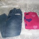Toddler Grils Pink Top size 3T and Jeans size 3X/4