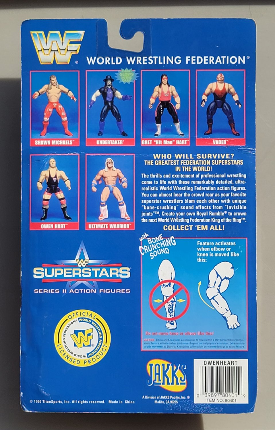 wwe wwf ljn classic superstars series 2 bone crunching sound owen hart ...