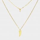 Layered Brass Cubic Zirconia Metal Horn Pendants Necklace