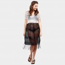 Sheer Lace Cover Up Long Top With Fringe