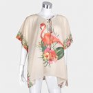 Floral Flamingo Print Cover Up Poncho
