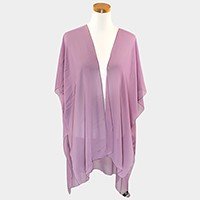 Solid Chiffon Open Poncho