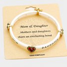 "mom & Daughter" Stone Heart Metal Stretch Bracelet