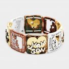 "mom & Son" Vintage Metal Stretch Bracelet