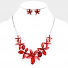 Stone Colorful Flowers Link Bib Necklace