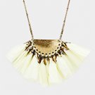 Raffia Tassel Fringe Pendant Long Necklace