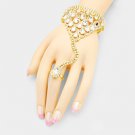 Bubble Crystal Detail Net Hand Chain Evening Bracelet