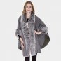 Faux Fur Trim Detail Pom Pom Tie Knot Poncho