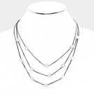 Triple Strand Metal Round Station Bib Necklace